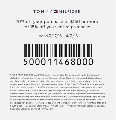 coupons for tommy hilfiger outlet.